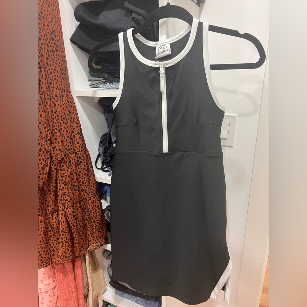 Sage Black and White Halter Sheath Mini Dress